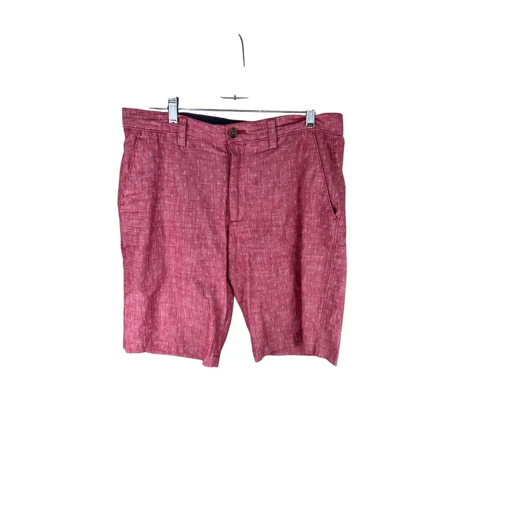 Banana Republic Emerson Short Mens 32 Modern Red Print Cotton Chino Shorts